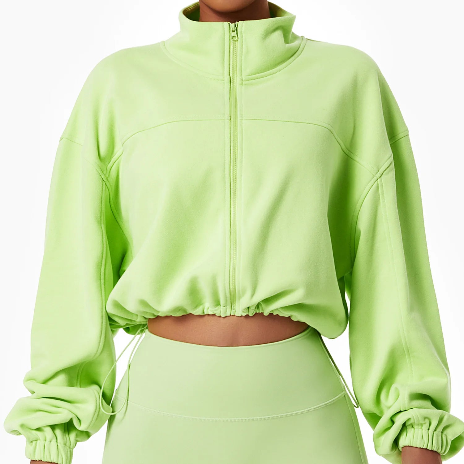 Long Sleeve Loose Workout Gym Women Athletic Zip up Crop Running Jacket