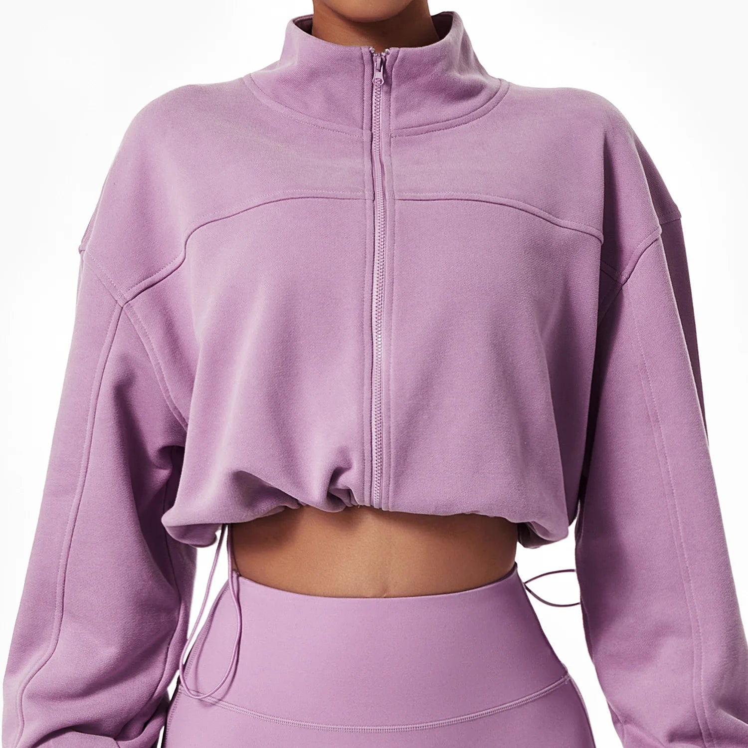 Long Sleeve Loose Workout Gym Women Athletic Zip up Crop Running Jacket