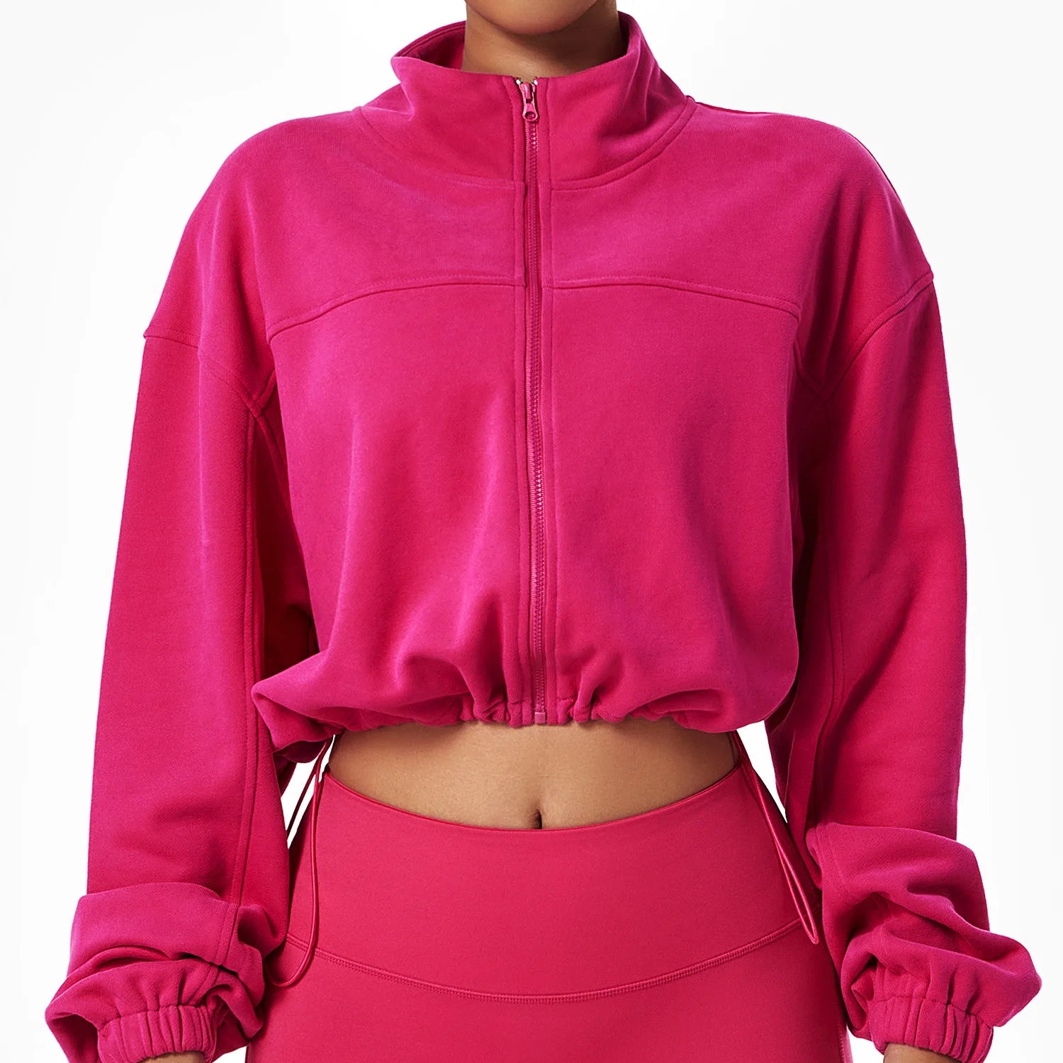 Long Sleeve Loose Workout Gym Women Athletic Zip up Crop Running Jacket